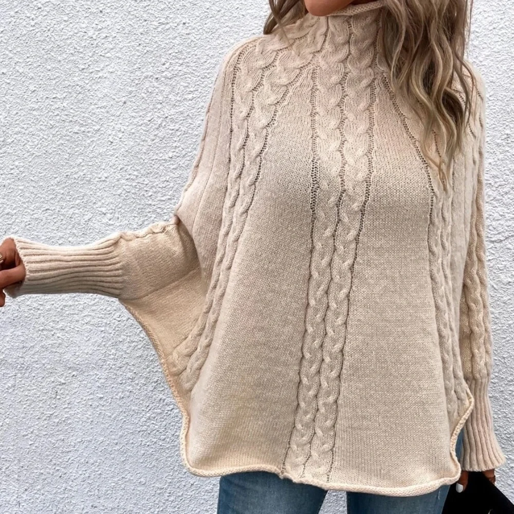Cozy Turtleneck Knit Dolman Sleeve Sweater Top - Picture 2 of 5